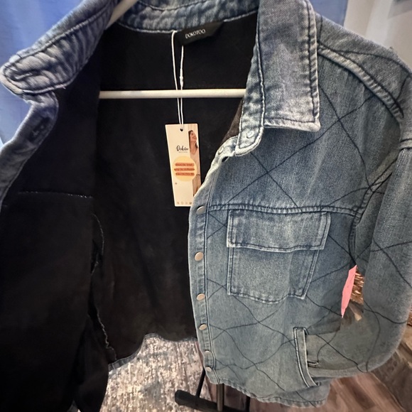 Jean Jacket w Fleece Warm Fleece Lining By Dokotoo Size L - Picture 1 of 5